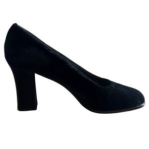 Browns Black Velvet Block Heel Pumps